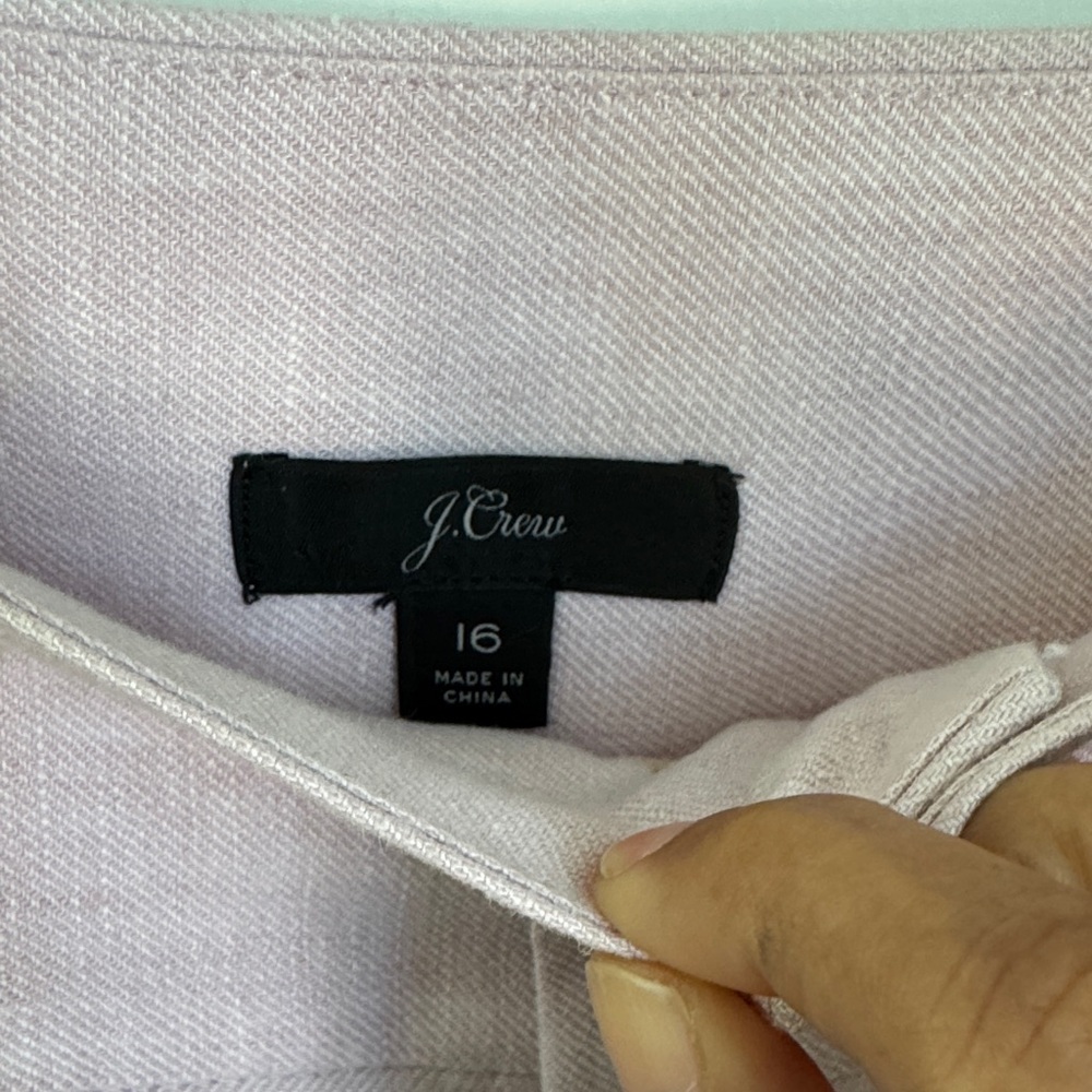 J. Crew Pale Pink Button-Front Linen Shorts, Sz 16 - Picture 2 of 6